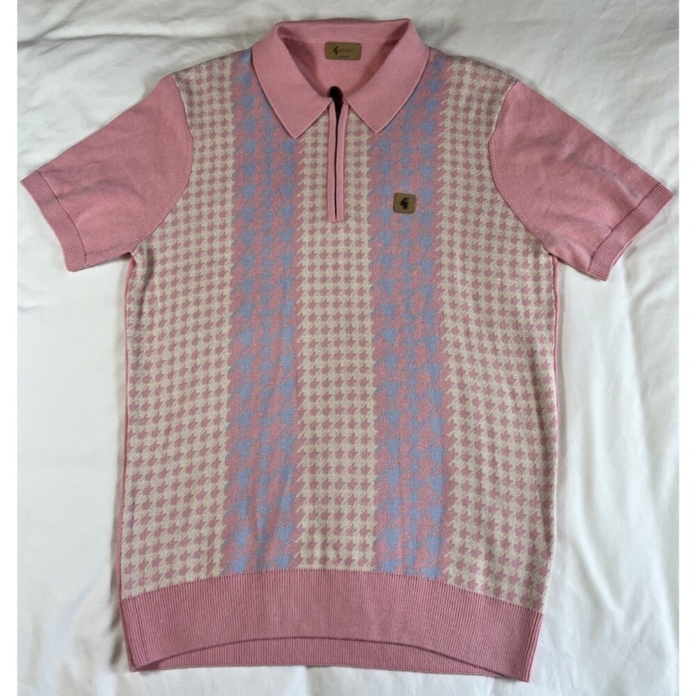 Gabicci Short Sleeve Half-Zip Knit Polo Shirt Mens Mod Soul Retro Vintage